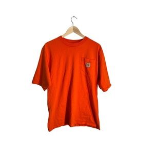 Carhartt Men's Neon Orange High Visibility Work Shirt Cotton T-Shirt Size Medium